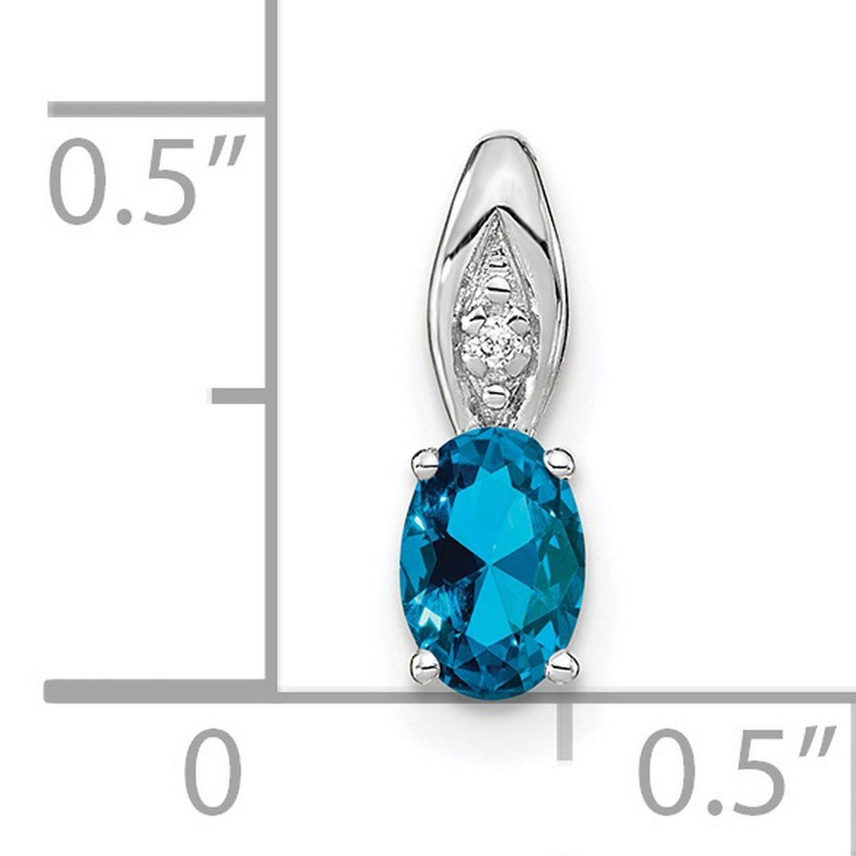 Blue Topaz Diamond Charm Pendant in Real 14k White Gold
