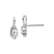 14k White Gold Stud Earrings with Marquise White Topaz and Diamond Accents, Curved Modern Design