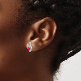 14k White Gold Ruby and Diamond Stud Earrings with Modern Setting for Women