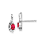 14k White Gold Ruby and Diamond Stud Earrings with Modern Setting for Women