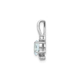 14k White Gold Pendant with Oval Aquamarine and Diamond Accent, Modern Wave Design