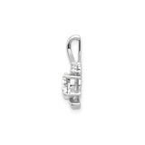 14k White Gold Pendant with Oval Cubic Zirconia and Diamond Accents in Modern Swooping Design