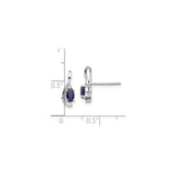 14k White Gold Drop Earrings with Dark Blue Sapphires and Diamond Accents in Swirl Design