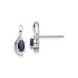 14k White Gold Drop Earrings with Dark Blue Sapphires and Diamond Accents in Swirl Design