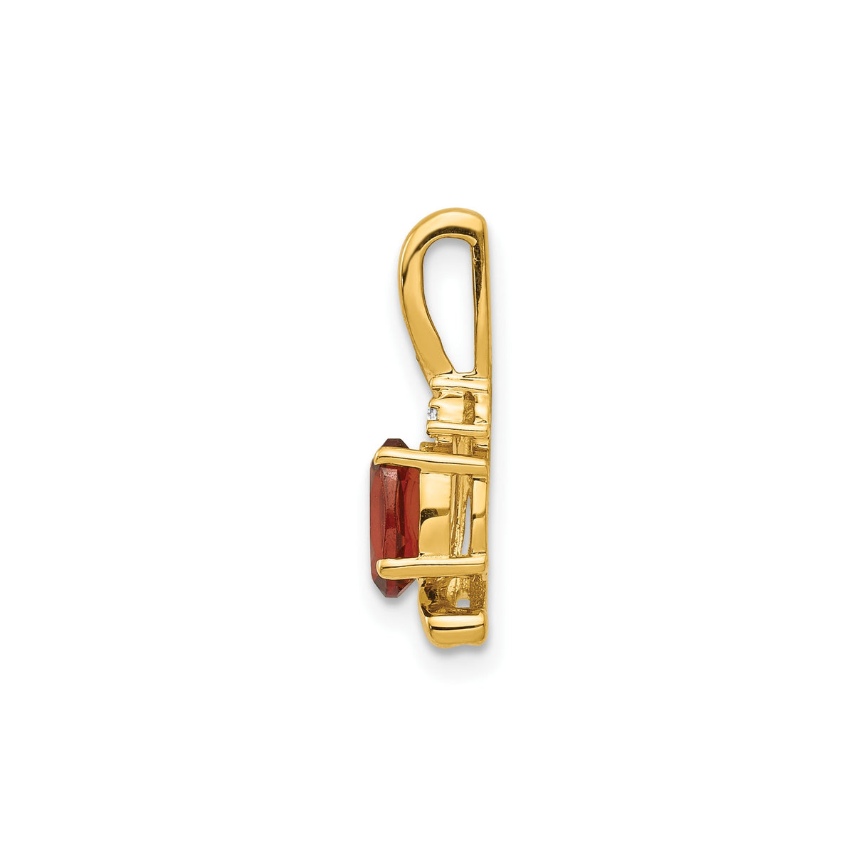 14k Yellow Gold Pendant with Oval Garnet and Diamond Accent, Swirl Design Jewelry for Women