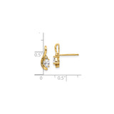 14k Yellow Gold Stud Earrings with Marquise White Topaz and Diamond Accent, Minimalist Curved Design