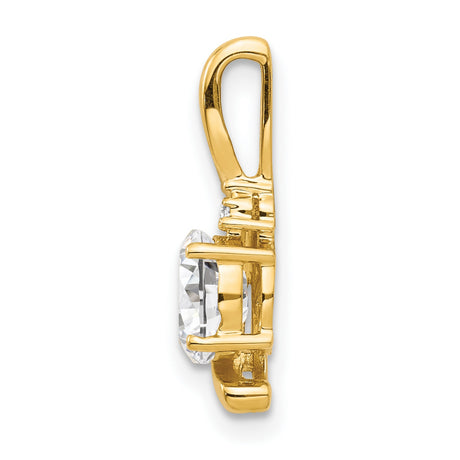 14k Yellow Gold Pendant with White Topaz and Diamond, Oval Cut Swirl Design