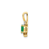 14k Yellow Gold Pendant with Oval Cut Emerald and Diamond Accent, Curved Design