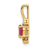 14k Yellow Gold Pendant with Oval Ruby and Diamond Accent, Flowing Modern Design for Women