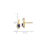 14k Yellow Gold Stud Earrings with Oval Blue Sapphires and Diamond Accents, Modern Wave Design