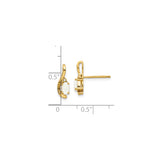 14k Yellow Gold Stud Earrings with Oval White Opal and Diamond Accents, Curved Design for Women