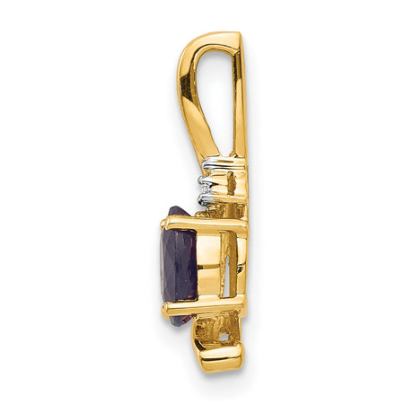 14k Yellow Gold Pendant with Blue Sapphire and Diamond Accents in Swirl Design