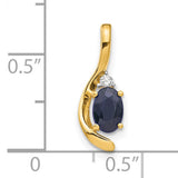 14k Yellow Gold Pendant with Blue Sapphire and Diamond Accents in Swirl Design