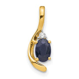 14k Yellow Gold Pendant with Blue Sapphire and Diamond Accents in Swirl Design