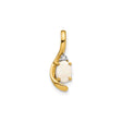 14k Yellow Gold Pendant with Oval White Opal and Diamond Accent, Curved Modern Design