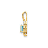 14k Yellow Gold Pendant with Swiss Blue Topaz and Diamond Accent in Swirl Setting