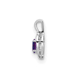 14k White Gold Heart Pendant with Oval Amethyst and Diamond Accent, Romantic Charm for Women