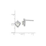 14k White Gold Heart Shaped Stud Earrings with White Topaz and Diamond Accent