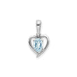 14k White Gold Heart Pendant with Oval Aquamarine and Diamond Accent