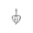 14k White Gold Heart Pendant with Oval Cut Cubic Zirconia and Diamond Accent