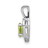 14k White Gold Heart Pendant with Oval Peridot and Diamond Accent, Romantic Design