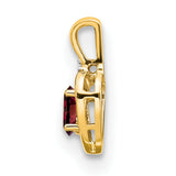 14k Yellow Gold Heart Pendant with Oval Garnet and Diamond Accent