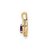 14k Yellow Gold Heart Pendant with Oval Amethyst and Diamond Accent