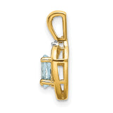 14k Yellow Gold Heart Pendant with Oval Aquamarine and Diamond Accent