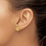 14k Yellow Gold Claddagh Stud Earrings with Peridot and Diamond Accents, Celtic Heart Design