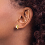 14k Yellow Gold Heart Shaped Stud Earrings with Oval White Opal and Diamond Accent