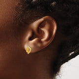 14K Yellow Gold Citrine Heart Stud Earrings Diamond Accent