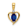 14k Yellow Gold Heart Pendant with Oval Sapphire and Diamond Accent