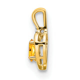 14k Yellow Gold Heart Pendant with Oval Citrine and Diamond Accent