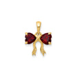 14k Yellow Gold Heart Bow Pendant with Garnet, Romantic Ribbon Design Jewelry for Women