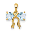 Polished Aquamarine Bow Charm Pendant in Real 14k Yellow Gold