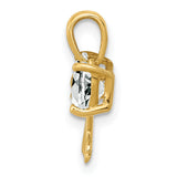Polished White Topaz Bow Charm Pendant in Real 14k Yellow Gold