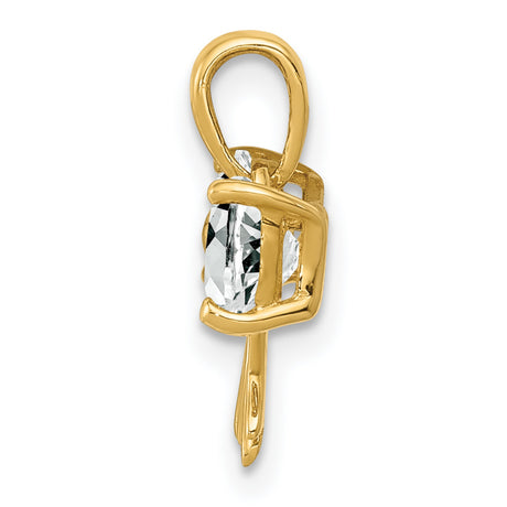 Polished White Topaz Bow Charm Pendant in Real 14k Yellow Gold
