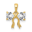 Polished White Topaz Bow Charm Pendant in Real 14k Yellow Gold