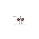 14k White Gold Heart Garnet Pendant with Bow Design for Women