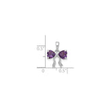 14k White Gold Heart Shaped Amethyst Ribbon Pendant, February Birthstone Jewelry for Women