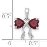 Polished Rhodolite Bow Charm Pendant in Real 14k White Gold