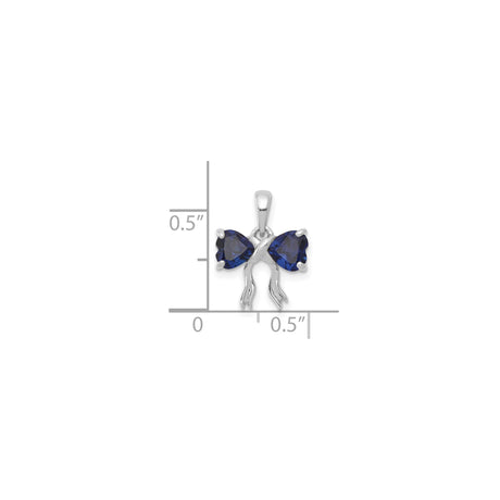 14k White Gold Heart Pendant with Lab Created Sapphire Bow Design