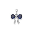 14k White Gold Heart Pendant with Lab Created Sapphire Bow Design