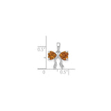 14k White Gold Heart Citrine Pendant, Bow Ribbon Awareness Design for Women