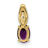 Amethyst and Diamond Charm Pendant in Real 14k Yellow Gold