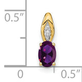 Amethyst and Diamond Charm Pendant in Real 14k Yellow Gold