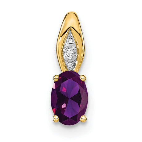 Amethyst and Diamond Charm Pendant in Real 14k Yellow Gold
