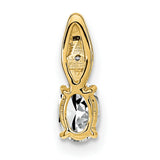 White Topaz and Diamond Charm Pendant in Real 14k Yellow Gold