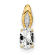 White Topaz and Diamond Charm Pendant in Real 14k Yellow Gold