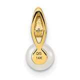 FW Cultured Pearl and Diamond Charm Pendant in Real 14k Yellow Gold